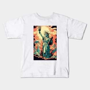 Statue of Liberty in Japanese Ukiyo-E style Kids T-Shirt